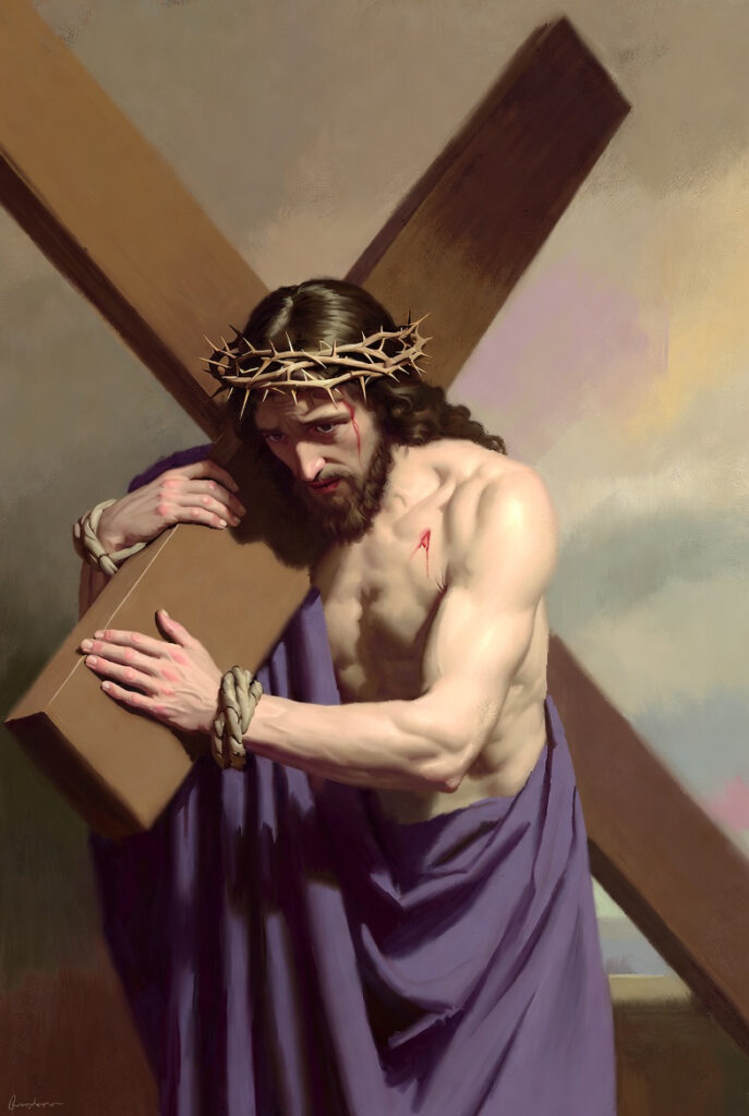 Jesus carrying the Cross on the road to Calvary