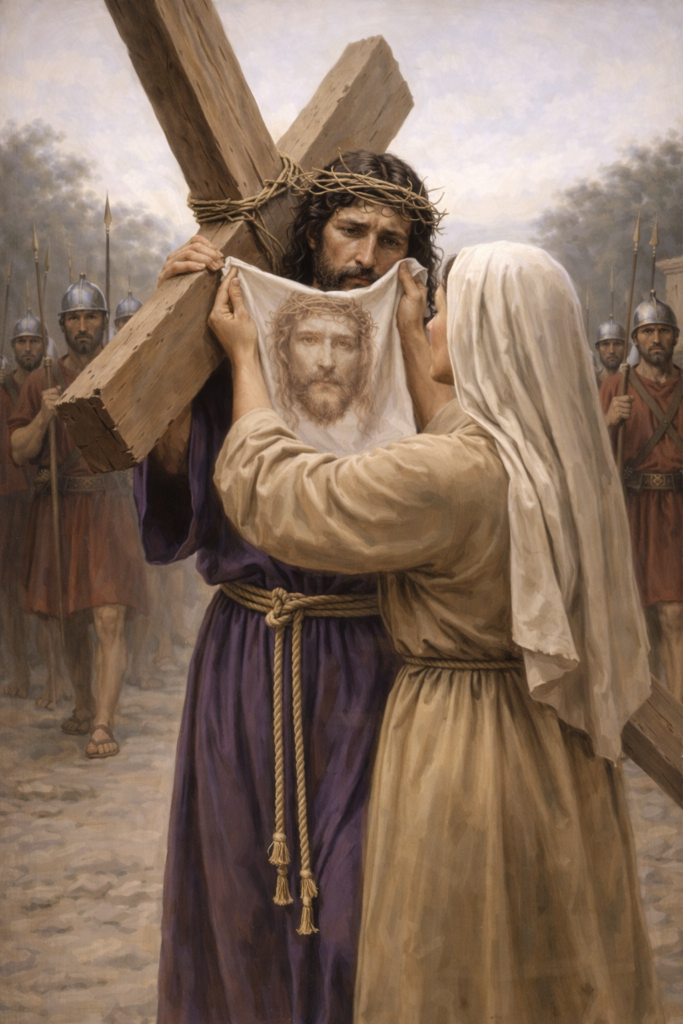 Veronica wiping the face of Jesus with a cloth