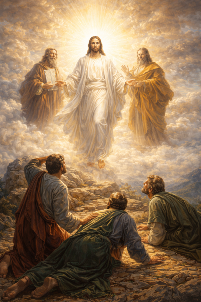 Disciples witnessing Christ’s glory on the mountain