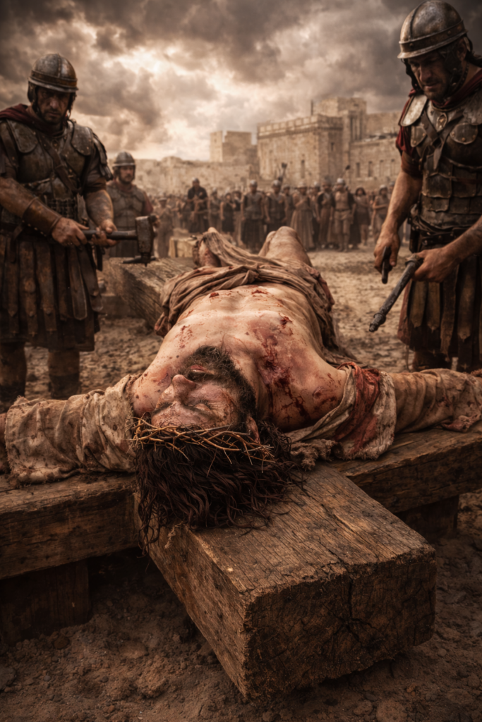 Station 11 – Jesus is nailed to the wooden cross by Roman soldiers at Golgotha