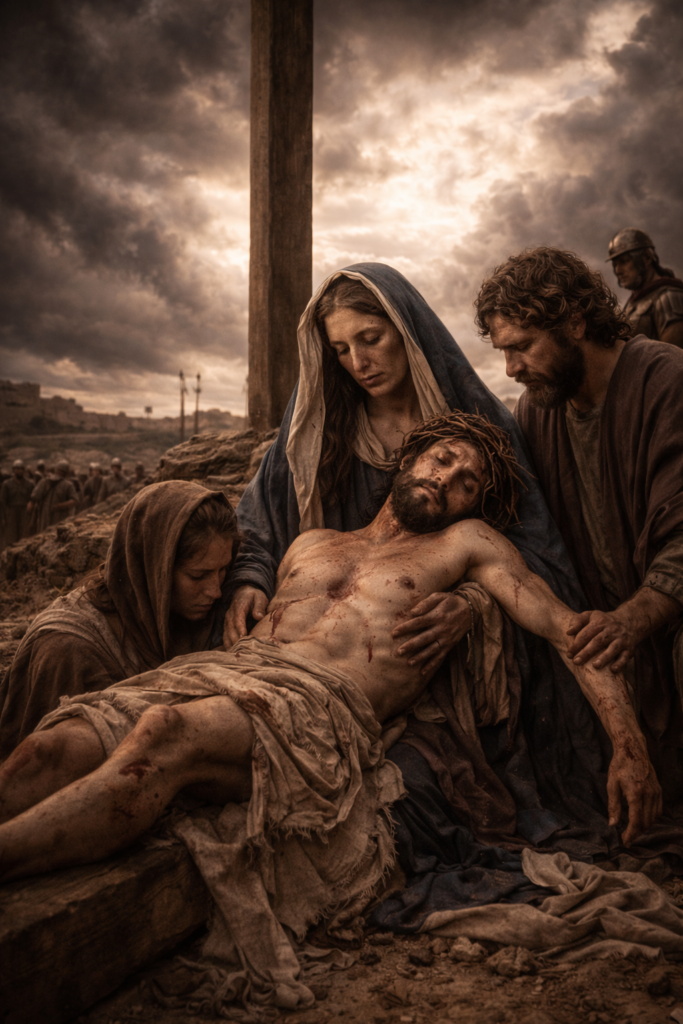 Station 13 – The body of Jesus is taken down from the cross and placed in the arms of His mother Mary