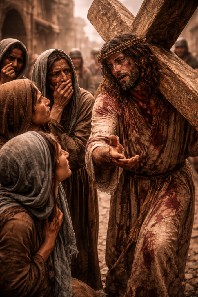 Station 8 – Jesus speaks to the women of Jerusalem who weep as He carries the cross